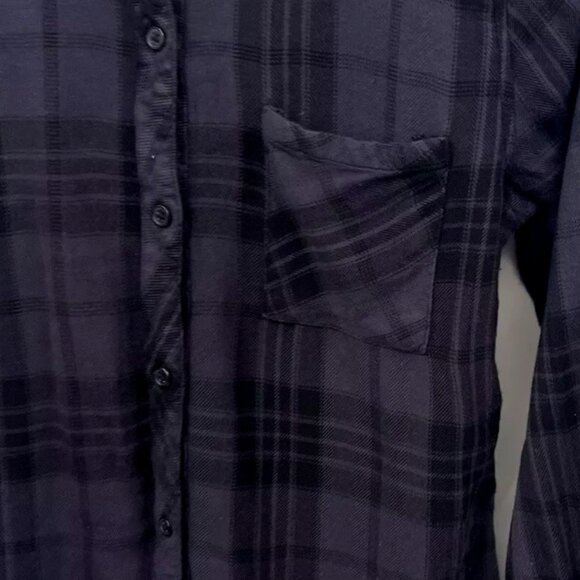 Rails Hunter Flannel Shirt Carbon Black Collar Plaid Top Boho L -XL - Picture 3 of 5